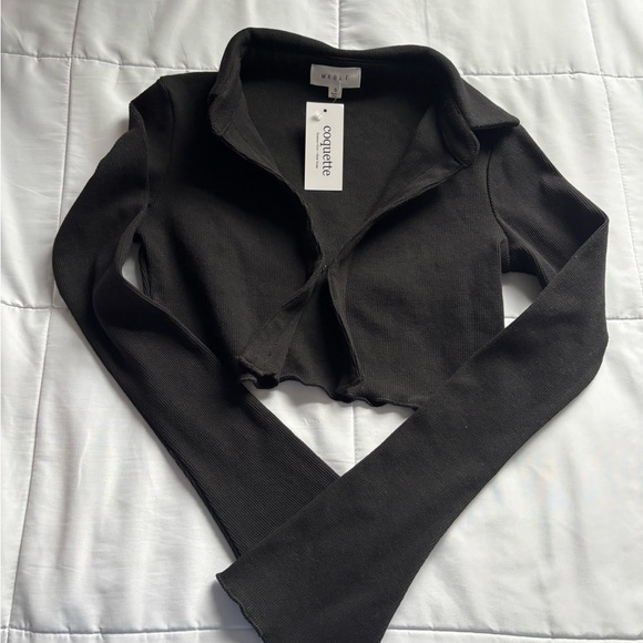 mable Tops - Mable Black Ribbed Cardigan